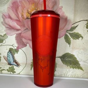 Starbucks Matte Red Heart Soft Touch Dome Tumbler